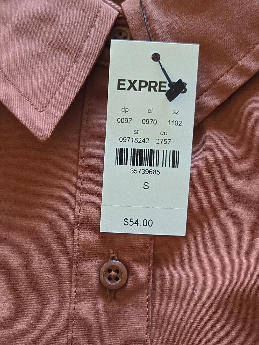 NEW Express Boyfriend Portofino Stretch Cotton Poplin Oversized Shirt Brown - S - Picture 5 of 8